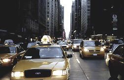 Taxis in the street Central Park NYC