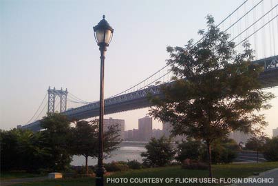 A view of the Manhattan Bridge from the Brooklyn Bridge NYC