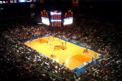 A New York Knicks game at Madison Square Garden in Midtown West, Manhattan, New York City, NY