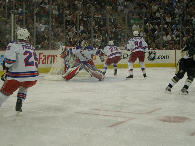 The NY Rangers take the ice vs. The Penguins