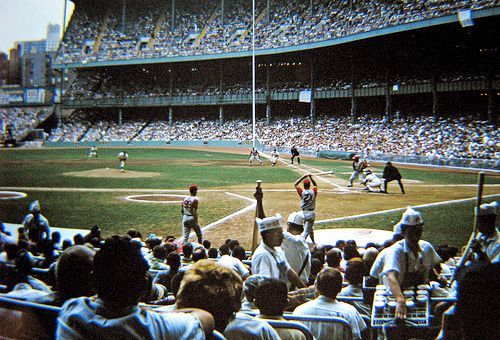 A crowded game at Yankee Stadium in the Bronx