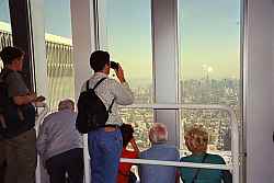 Looking out from inside the North WTC Tower.