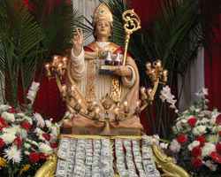 Statue of San Gennaro in Little Italy NY