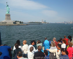 View of the Statue of Liberty from a Ride on the Ellis Island Ferry in New York