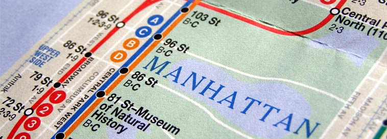 The New York Transit Map for Manhattan, NYC